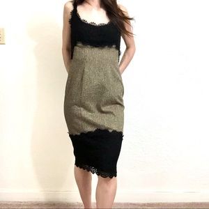 Diane Von Furstenberg Black Lace & Tan/grey Dress